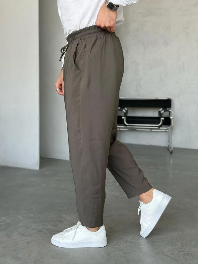 KM21971 Tensel kumaş jogger pantolon HAKİ M