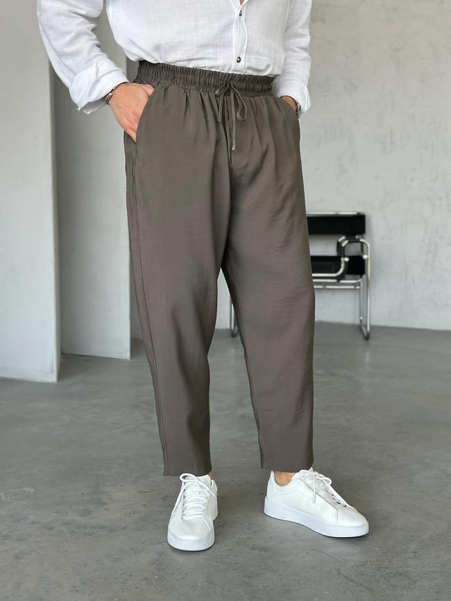 KM21971 Tensel kumaş jogger pantolon HAKİ M