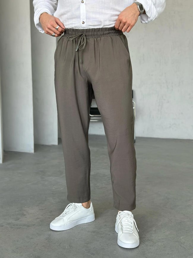 KM21971 Tensel kumaş jogger pantolon HAKİ M