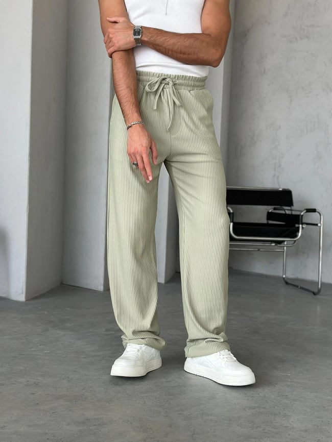 KM220 Fitilli Baggy Kumaş Pantolon Mint Yeşil G