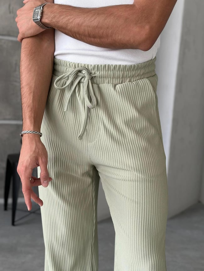 KM220 Fitilli Baggy Kumaş Pantolon Mint Yeşil G