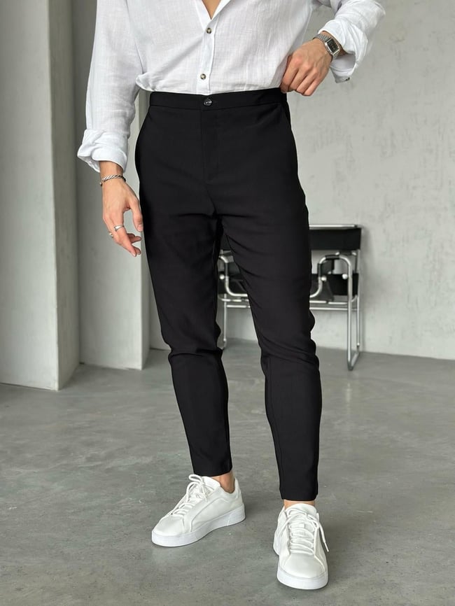 KM50322 jogger kumaş pantolon SİYAH W