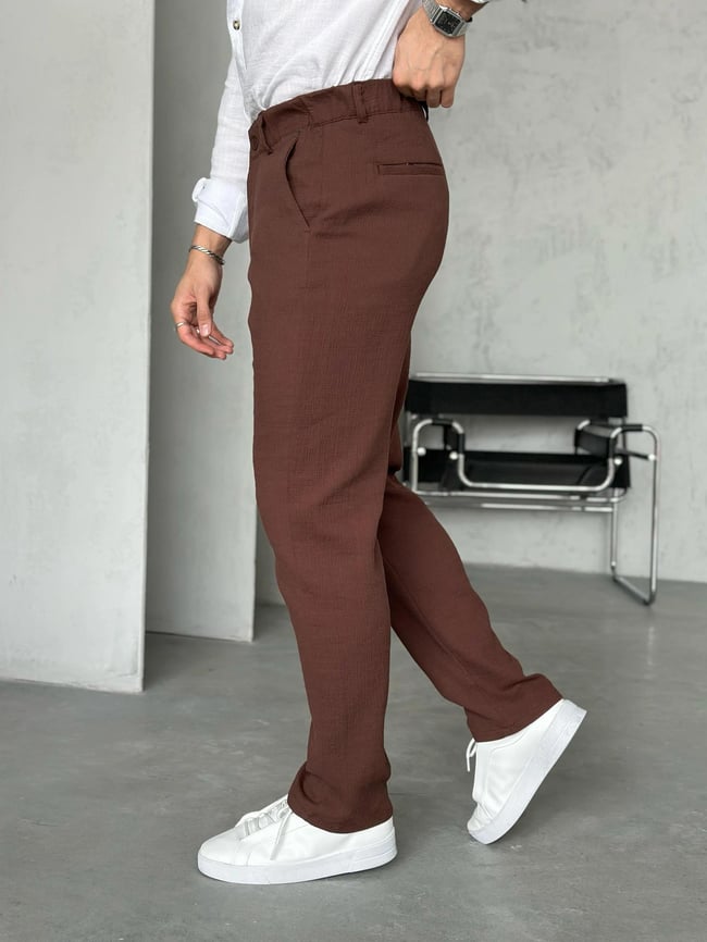 KM50660 Dokulu jogger pantolon KAHVE W