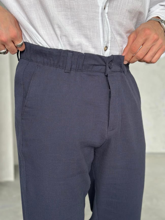 KM50661 Dokulu jogger pantolon LACİVERT W
