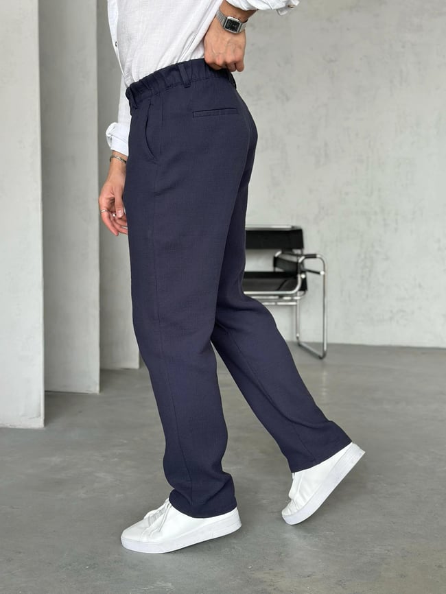 KM50661 Dokulu jogger pantolon LACİVERT W