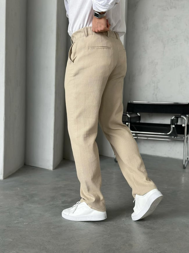 KM50662 Dokulu jogger pantolon BEJ W