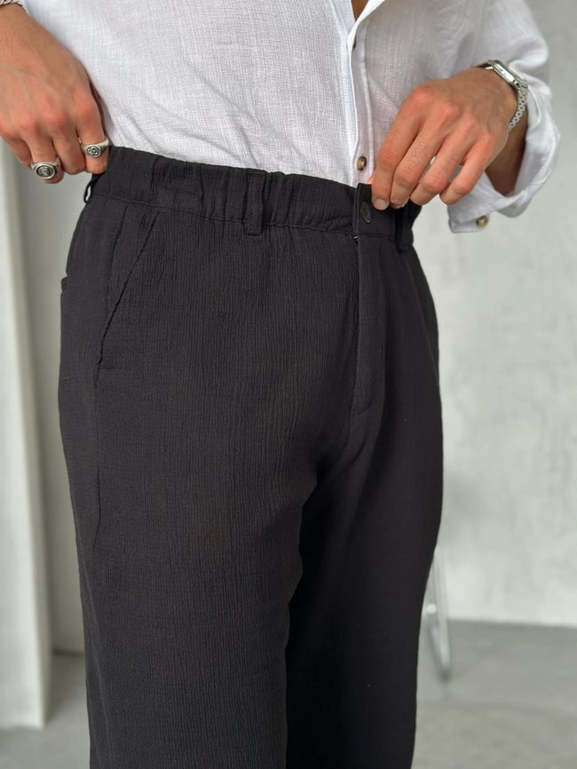 KM50663 Dokulu jogger pantolon SİYAH W