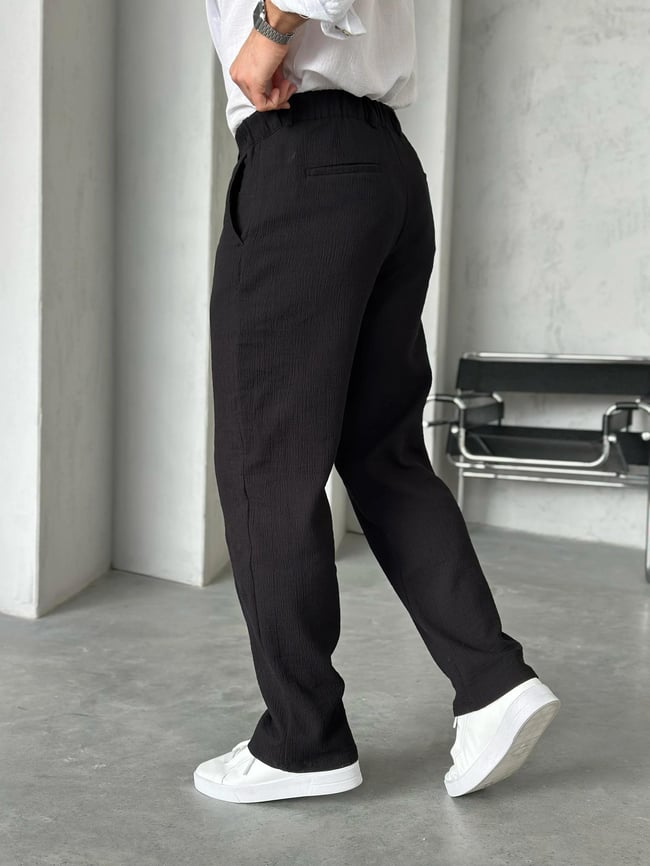 KM50663 Dokulu jogger pantolon SİYAH W