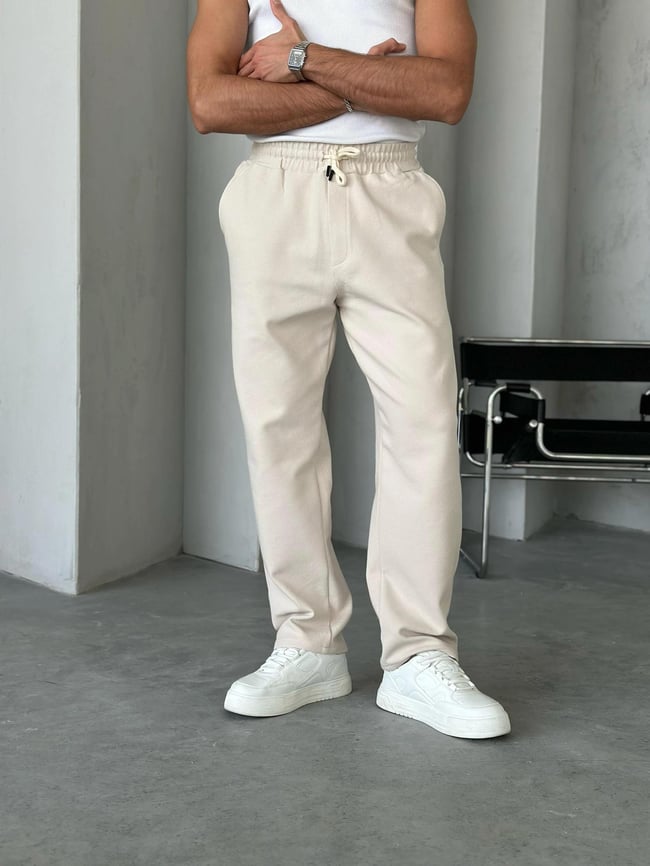 Krem Rahat Kalıp Gabardin Pantolon G