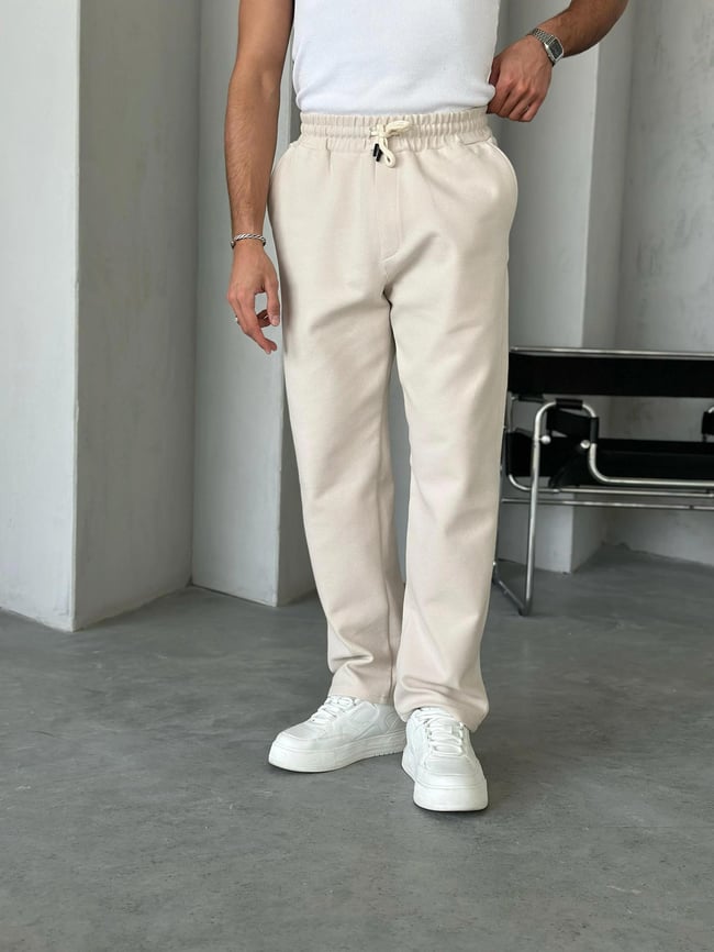 Krem Rahat Kalıp Gabardin Pantolon G