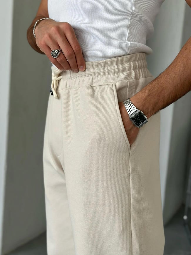 Krem Rahat Kalıp Gabardin Pantolon G