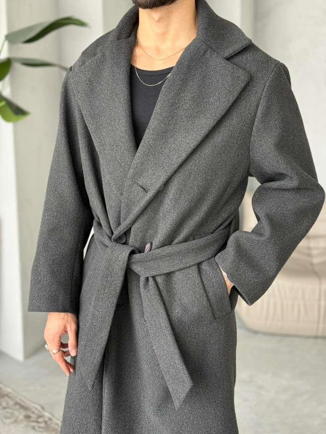 KUŞAKLI OVERSIZE KABAN - ANTRASİT