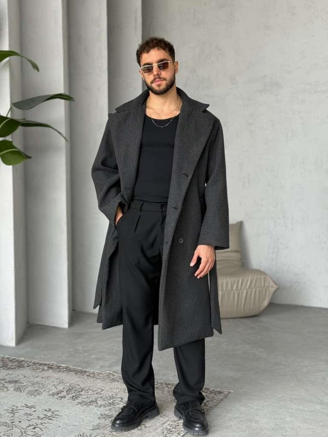 KUŞAKLI OVERSIZE KABAN - ANTRASİT