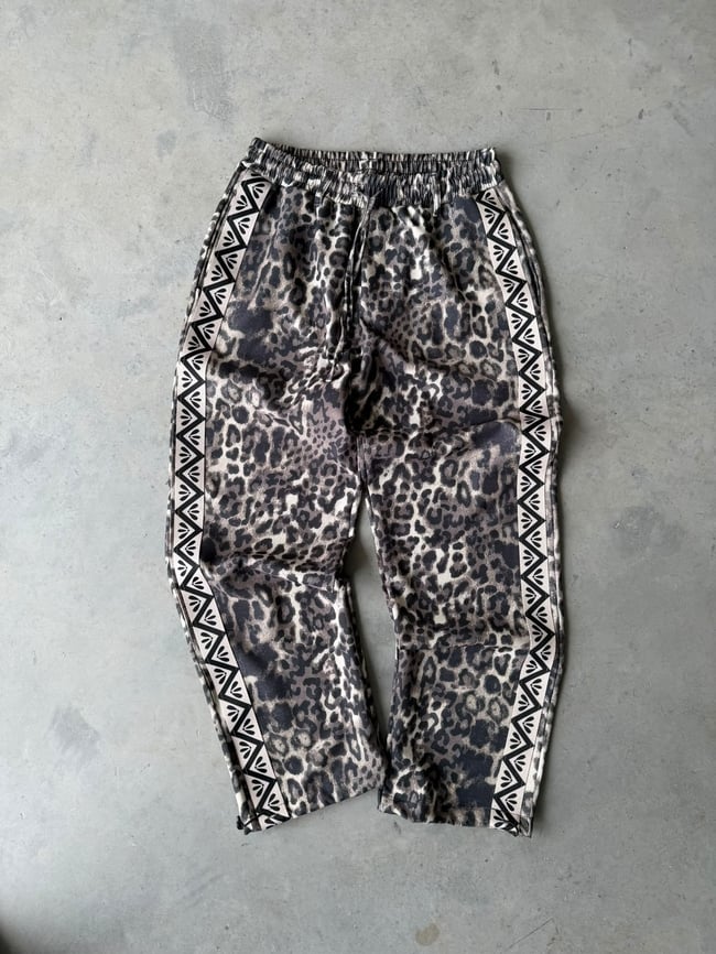 Leopar Desenli Yan Şerit Detaylı Baggy Pantolon T Açık Leopar