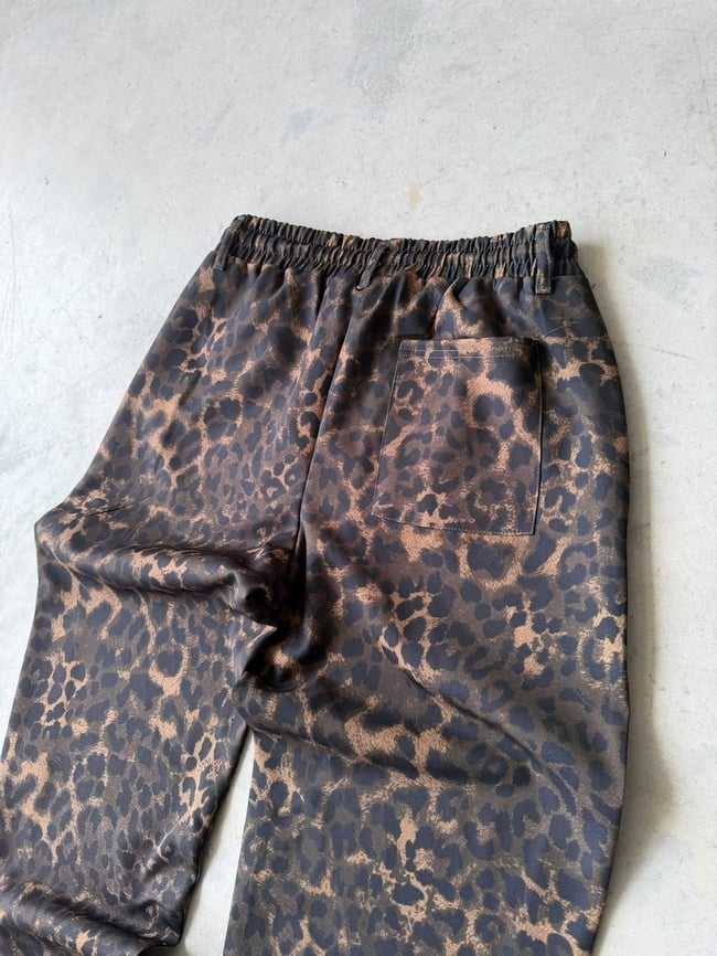 Leopar Desenli Yan Şerit Detaylı Baggy Pantolon T Koyu Leopar