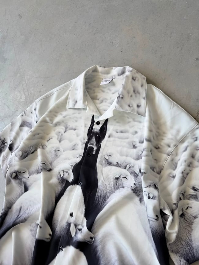 LONELY DOG Desenli Dubble Hürrem Kumaş Oversize Gömlek 