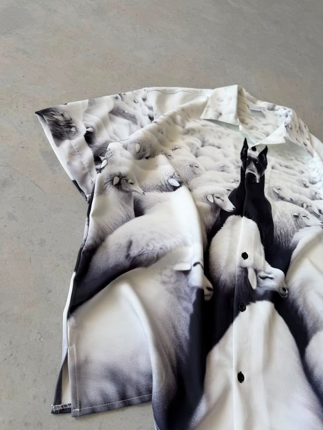 LONELY DOG Desenli Dubble Hürrem Kumaş Oversize Gömlek 