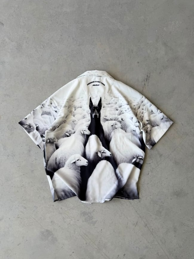LONELY DOG Desenli Dubble Hürrem Kumaş Oversize Gömlek 