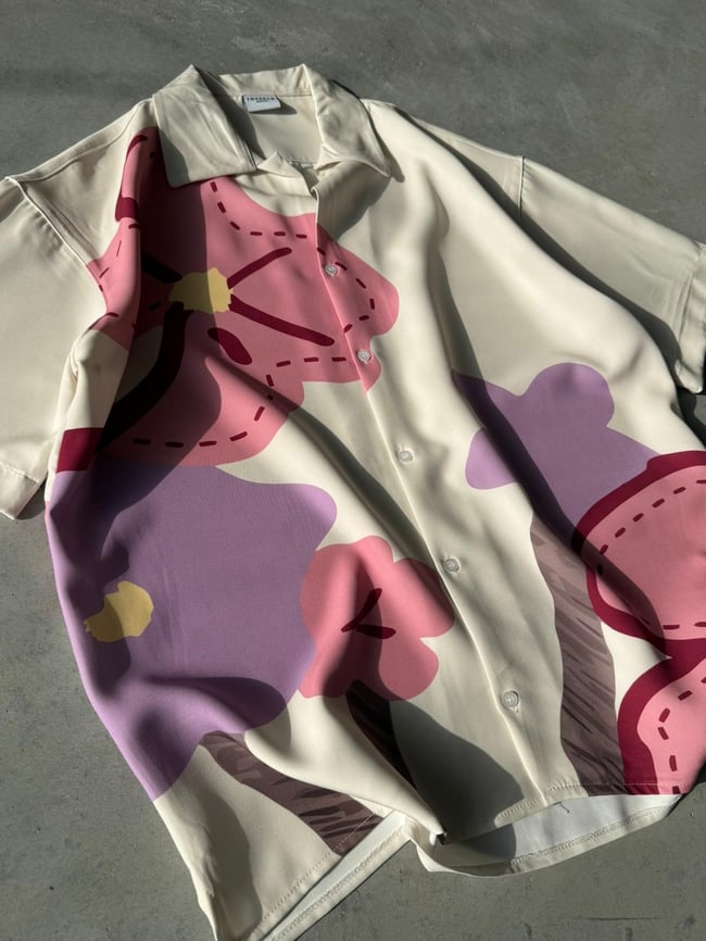 MAUVE Desenli Dubble Hürrem Kumaş Oversize Gömlek T