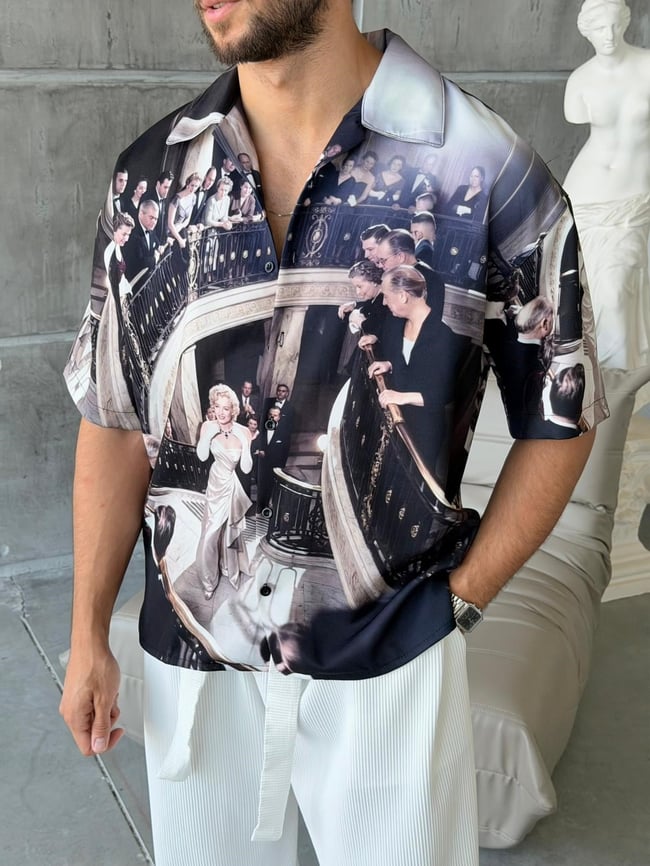 MERLY Desenli Dubble Hürrem Kumaş Oversize Gömlek 