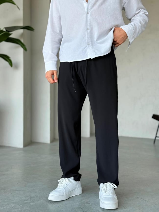 Modal Kumaş Baggy Jogger Pantolon M - Siyah
