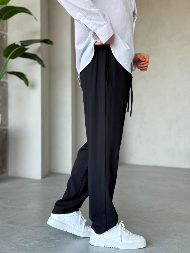 Modal Kumaş Baggy Jogger Pantolon M - Siyah