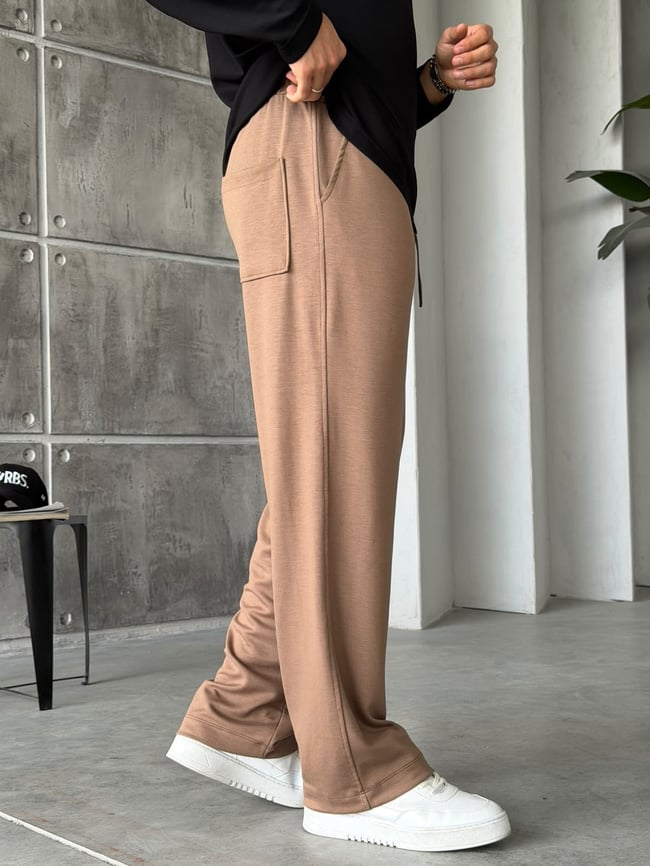Modal Kumaş Basic Baggy Jogger Kahverengi