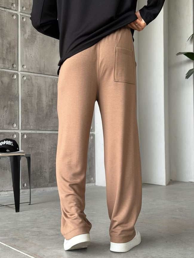 Modal Kumaş Basic Baggy Jogger Kahverengi