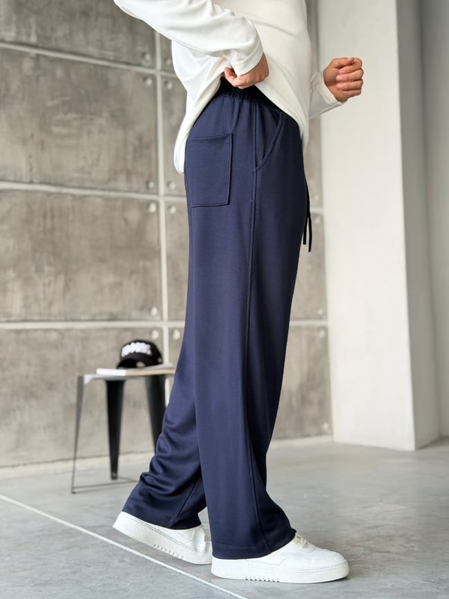 Modal Kumaş Basic Baggy Jogger Lacivert