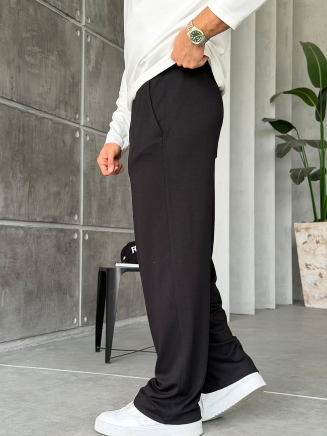 Modal Kumaş Basic Baggy Jogger Siyah