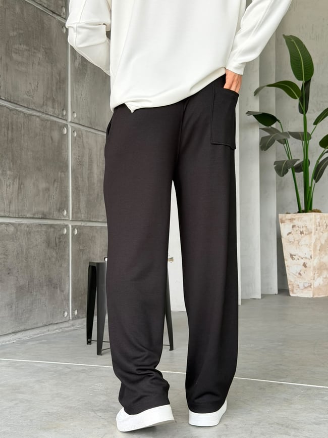 Modal Kumaş Basic Baggy Jogger Siyah