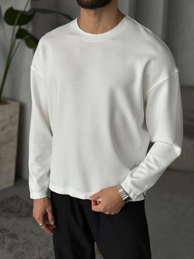 Modal Kumaş Basic Sweat - Beyaz