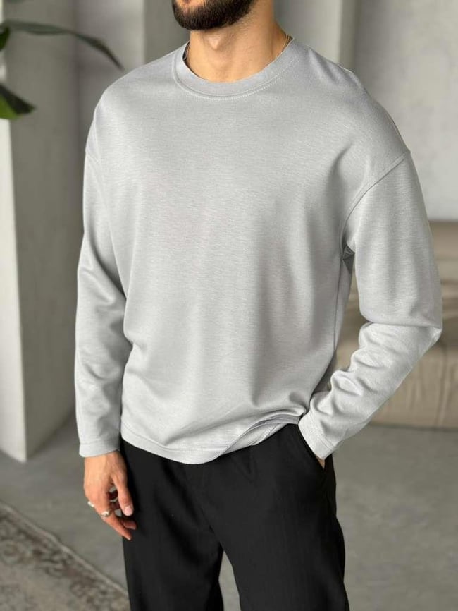 Modal Kumaş Basic Sweat - Gri