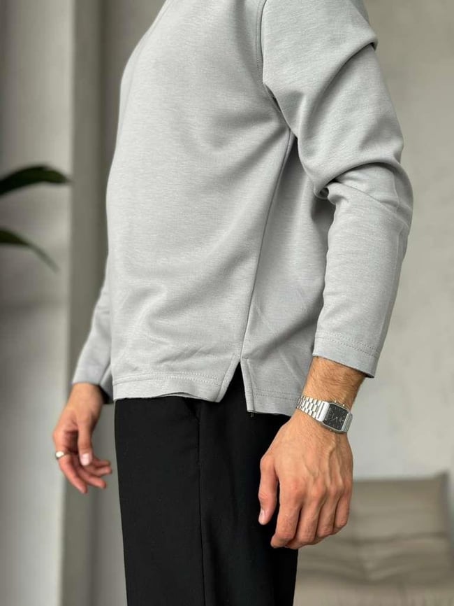 Modal Kumaş Basic Sweat - Gri