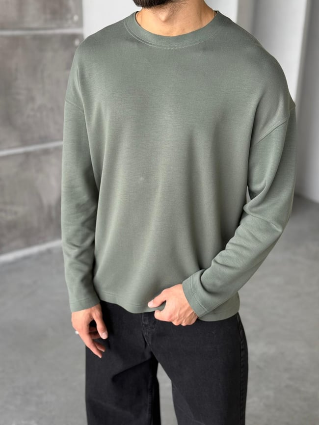 Modal Kumaş Basic Sweat - Haki