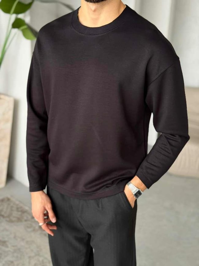 Modal Kumaş Basic Sweat - Siyah