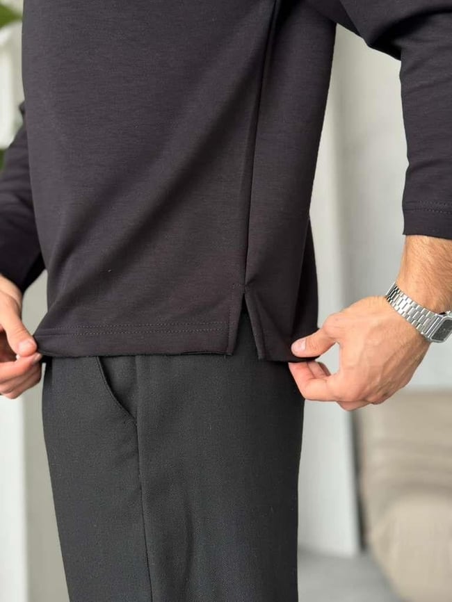 Modal Kumaş Basic Sweat - Siyah
