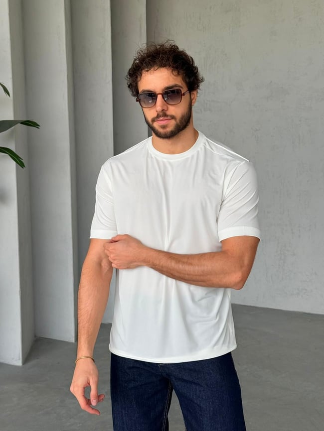 Modal Kumaş Basic T-Shirt M - Beyaz
