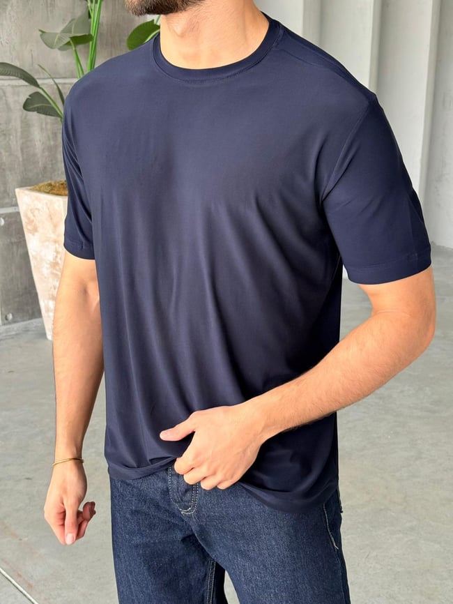 Modal Kumaş Basic T-Shirt M - Lacivert