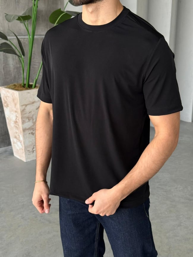 Modal Kumaş Basic T-Shirt M - Siyah