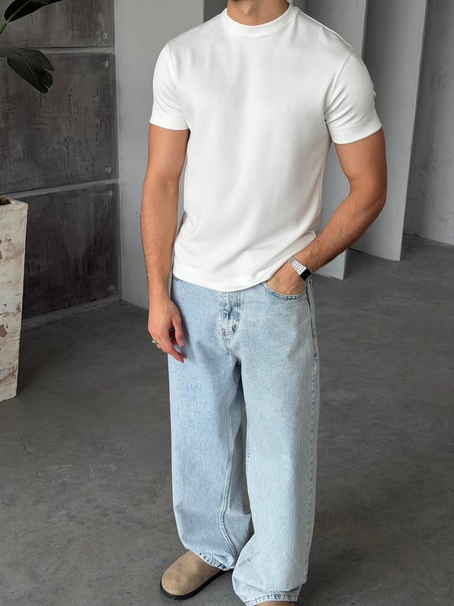 Modal kumaş basıc tshırt beyaz-Ant