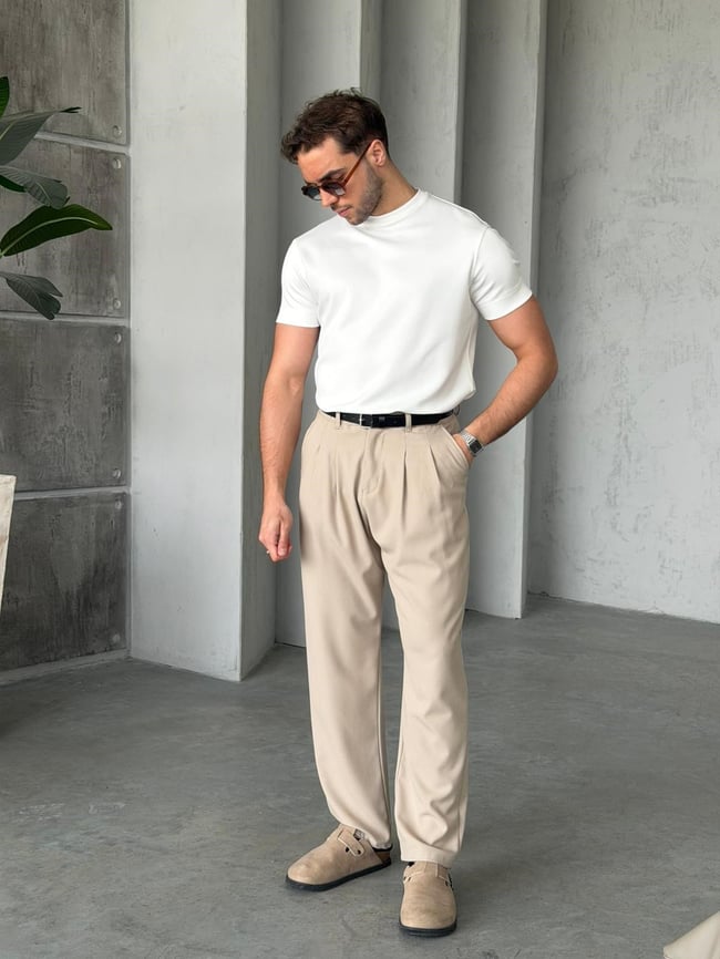 Modal kumaş basıc tshırt beyaz-Ant