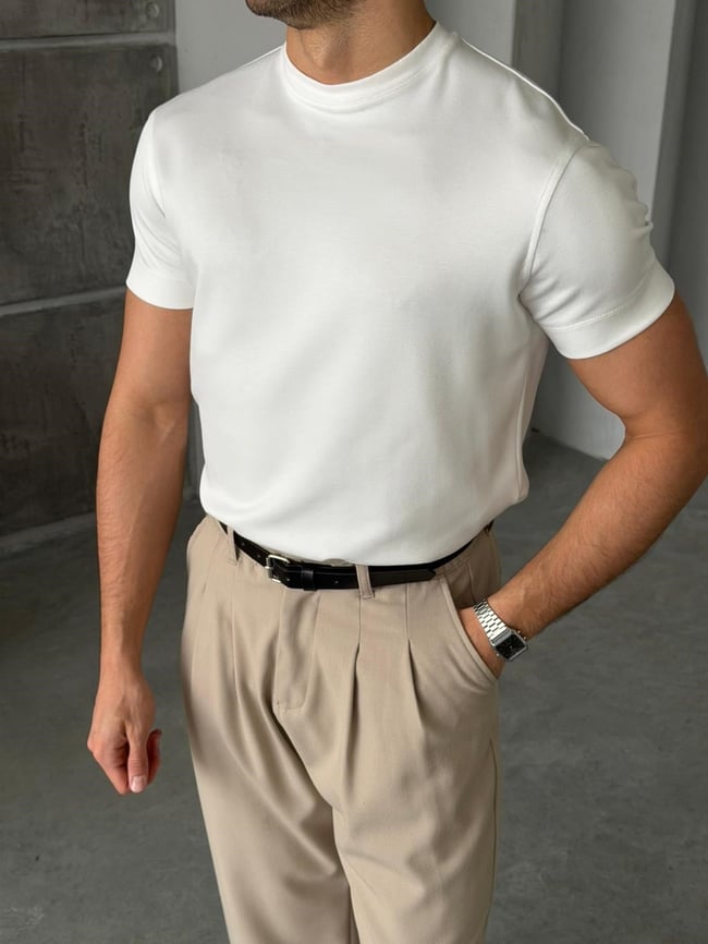 Modal kumaş basıc tshırt beyaz-Ant