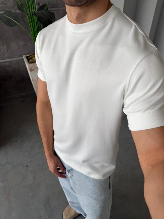 Modal kumaş basıc tshırt beyaz-Ant