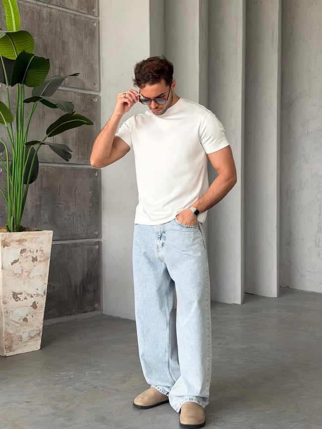 Modal kumaş basıc tshırt beyaz-Ant