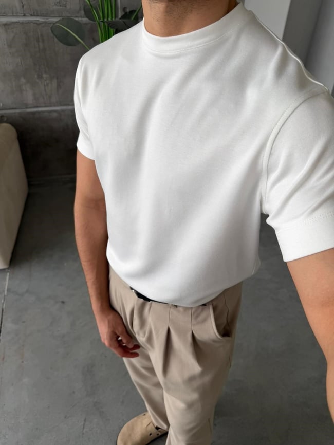 Modal kumaş basıc tshırt beyaz-Ant