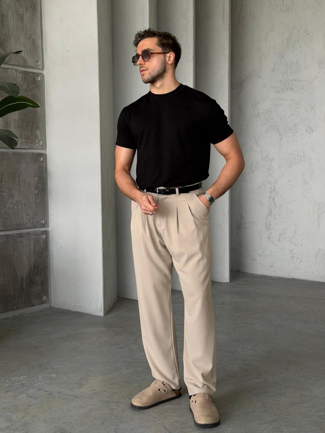 Modal kumaş basıc tshırt SİYAH-Ant