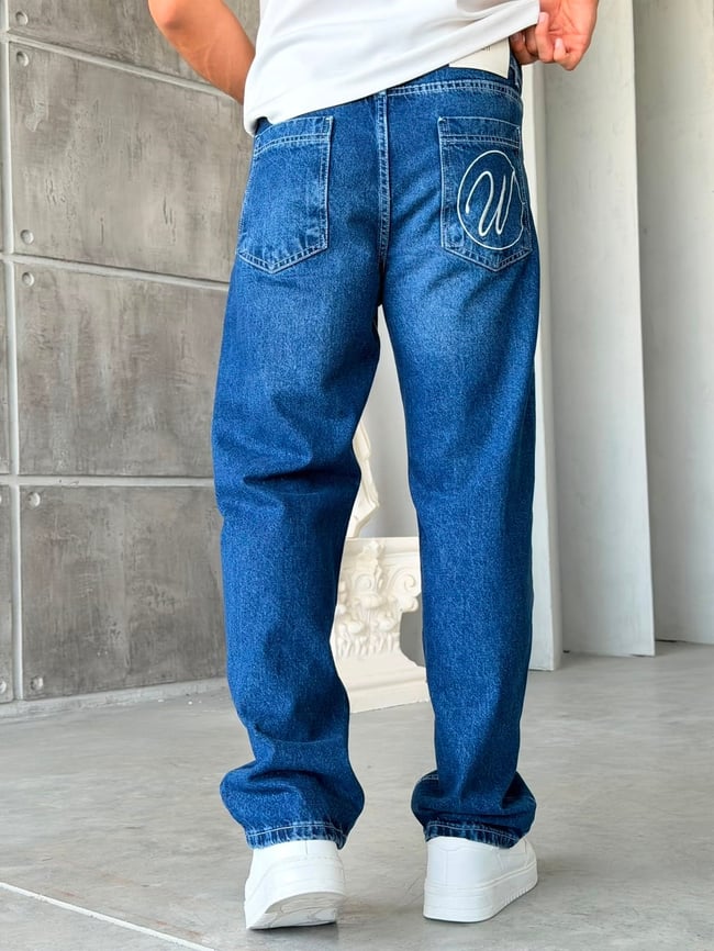 Nakış Detaylı  Baggy Kot Pantolon-W