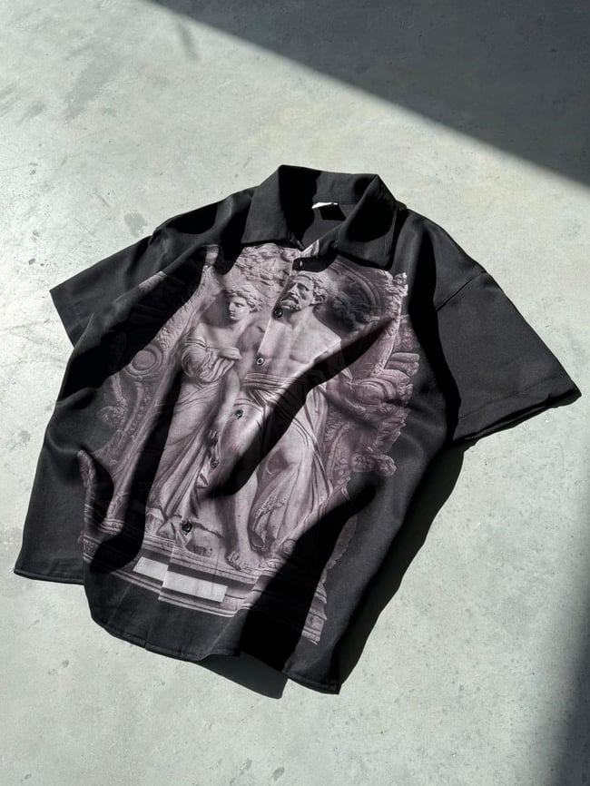 Old Desenli Dubble Hürrem Kumaş Oversize Gömlek T