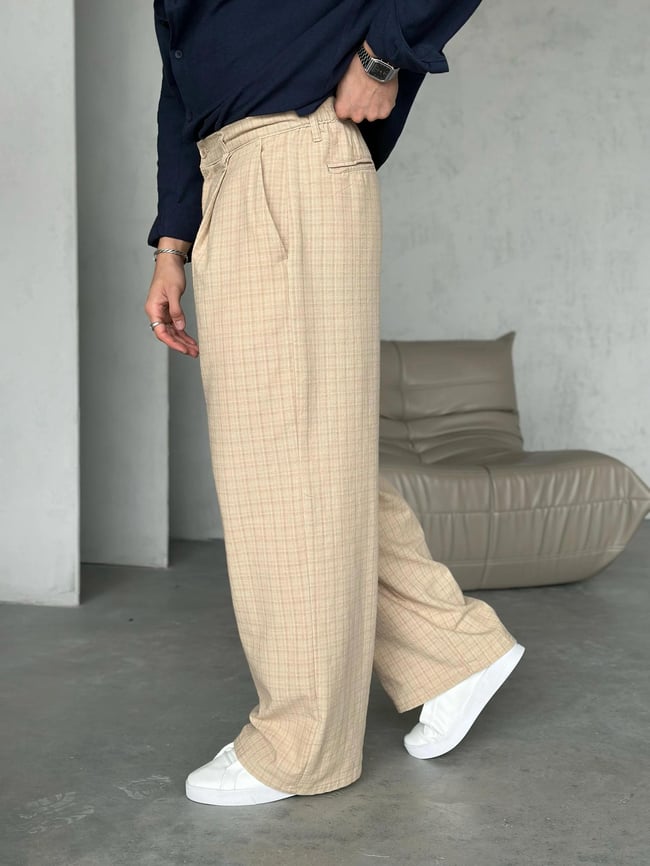 Old Money Baggy Kumaş Pantolon Bej